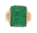 10k Gold Men's Warrior Genuine Cameo Carved Green Stone Ring Size 12 (#J6898)