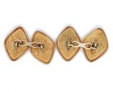 Pair of 10k Yellow Gold Diamond Shape Men's Cufflinks with Monogram (#J6874)