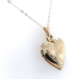 14k Yellow Gold Heart Locket Pendant with Engraved Hearts Jewelry (#J6229)