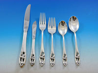 Silver Iris by International Sterling Silver Flatware Set for 6 Service 36 pcs