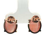 14k Rose Gold Stud Earrings w/ 7.72 Carats TW Genuine Natural Sunstones (#J7538)