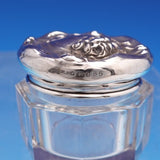 Sterling Silver and Glass Dresser Jar with Repoussed Roses #2655 (#9234)