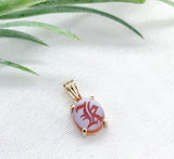 14k Yellow Gold Genuine Natural Carnelian Signet Initial "K" Pendant (#J7434)