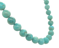 14k Gold Clasp 8mm Kingman Genuine Turquoise Strand Beads Necklace 18.5" #J7327