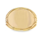 14k Yellow Gold Men's Signet Ring with Ribbed Lines Size 6.5 (#J6793)