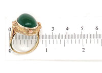 14k Gold Green Genuine Natural Onyx Ring with Applied Rose Gold Flowers (#J7239)
