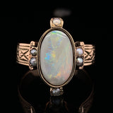 Victorian 10k Rose Gold Australian Opal Ring Cigar Band Size 5.25 (#J6578)