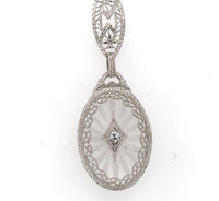10k Gold Filigree Genuine Natural Rock Crystal Diamond Pendant w/Chain (#J6501)