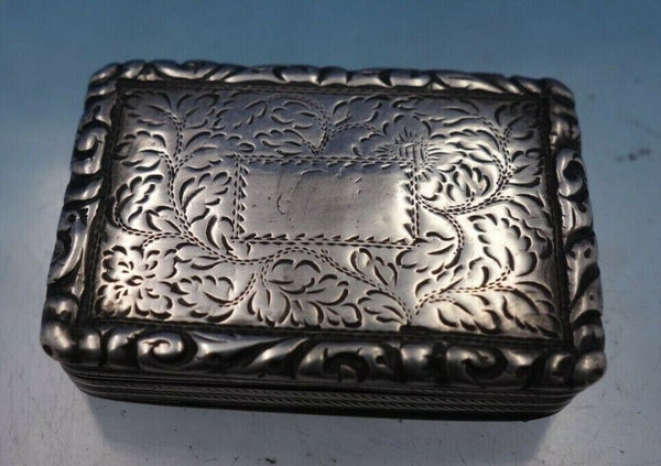 William Simposon WS English Sterling Silver Vinaigrette Box Hand Engraved #6609