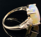 14k White Gold 3.97 Carat Australian Genuine Natural Opal Ring Size 7.25 #J6575