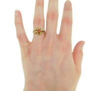 14k Yellow Gold .54ct Orange Genuine Natural Sapphire and Diamond Ring (#J508)