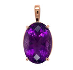 14k Rose Gold 20.56 Carat Oval Genuine Natural Amethyst Pendant (#J7229)