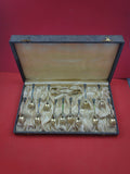 Norwegian Sterling Silver Coffee Spoon & Tongs 13-pc Set in Original Box Enamel