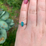 14k White Gold Australian .86ct Genuine Natural Black Opal Ring 5.75 (#J7397)