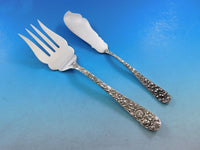 Rose by Stieff Sterling Silver Flatware Set For 8 Service 45 Pieces Repousse