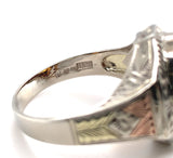 Art Deco 10k White Gold 6.90 Carat Genuine Natural Citrine Men's Ring (#J7493)