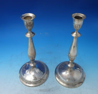 Gadroon Sterling Silver Candlestick Pair #2538 12 1/4" x 5 3/4" c.1930 (#5889)