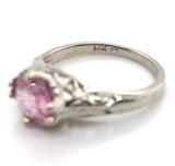 14k White Gold Filigree 1.39 Carat Pink Genuine Natural Spinel Ring (#J7153)