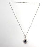 14k White Gold Genuine Natural Diamond Deco Style Pendant with Chain (#J7301)