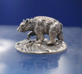 English .800 Silver Place Card Holder Bear Figural 3/4" x 1 3/8" x 1" (#5270)