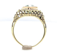 14k Yellow Gold Art Deco Filigree Ring w/Specialty Hexagon Cut Aquamarine #J6544