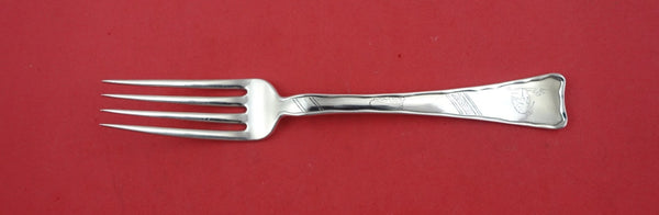 Lap Over Edge Hand Engraved By Tiffany Sterling Dinner Fork w/ stork  8"