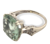 14k White Gold Genuine Natural Prasiolite Green Amethyst Ring Size 7.25 (#J7087)