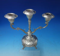 Louis XIV by Unknown German .800 Silver Candelabra Pair 3-Light c.1920 (#5483)