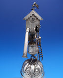 Dutch Sterling Silver Bell 3-D Clock Tower w/ Steps 3 Men Shield 8 3/4" (#7580)