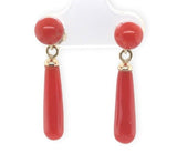 14k Gold Ox Blood Red Genuine Coral Briolette Earrings with 7mm Beads (#J7024)