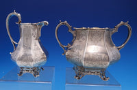 Edward John and Barnard English Victorian Sterling Tea Set 4pc w/Bird (#7677)