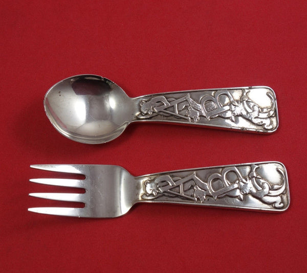 Tiffany and Co Sterling Silver Baby Set ABC with Teddy Bear 2-piece 4 1/4"