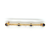 14k Yellow Gold with Platinum Top Montana Sapphire and Pearl Pin (#J6878)