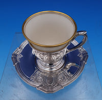 Saint Dunstan Chased by Gorham Sterling Silver Demitasse Cup Saucer Liner #8099