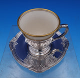 Saint Dunstan Chased by Gorham Sterling Silver Demitasse Cup Saucer Liner #8099