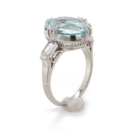 14k White Gold 4.14ct Genuine Natural Aquamarine and Diamond Ring (#J6400)