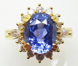 18k Gold 4.34cts Genuine Natural Ceylon Sapphire and Diamond Ring (#J3398)