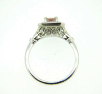 14k Gold Asscher Genuine Natural Morganite and Diamond Halo Ring (#J5053)