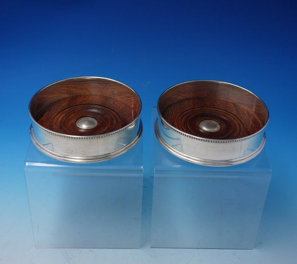 Beaded by LB Limited of London Sterling Silver Coaster Pair with Maple (#4994)