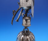 Dutch Sterling Silver Bell 3-D Clock Tower w/ Steps 3 Men Shield 8 3/4" (#7580)