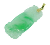 18k Yellow Gold Carved Jade Pendant A Jadeite with Report (#J4594)