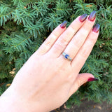 Art Deco 18k Gold .79ct Genuine Natural Sapphire Ring Hand Engraved (#J6402)