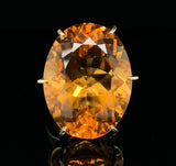18k Yellow Gold Ring with a Huge 37 Carat Citrine Size 8.75 Easily Sized #J6336