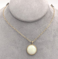 14k Gold Round 7.48 Carat Australian Genuine Natural Opal Pendant (#J6717)