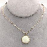 14k Gold Round 7.48 Carat Australian Genuine Natural Opal Pendant (#J6717)