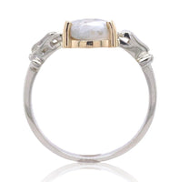 14k White Gold 2.56 Carat Genuine Natural Gold Vein Quartz Ring Size 9.25 #J6939