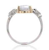 14k White Gold 2.56 Carat Genuine Natural Gold Vein Quartz Ring Size 9.25 #J6939