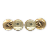 Pair of 10k Yellow Gold Round Men's Cufflinks w/Engraved Border Triangles #J6869