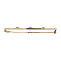 14k Yellow Gold Genuine Montana Sapphire Bar Pin Gillouche Engraving (#J6876)