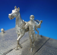 Derby Silver Co Silverplate Humidor Figural Horse Rider Birds Flowers (#5882)